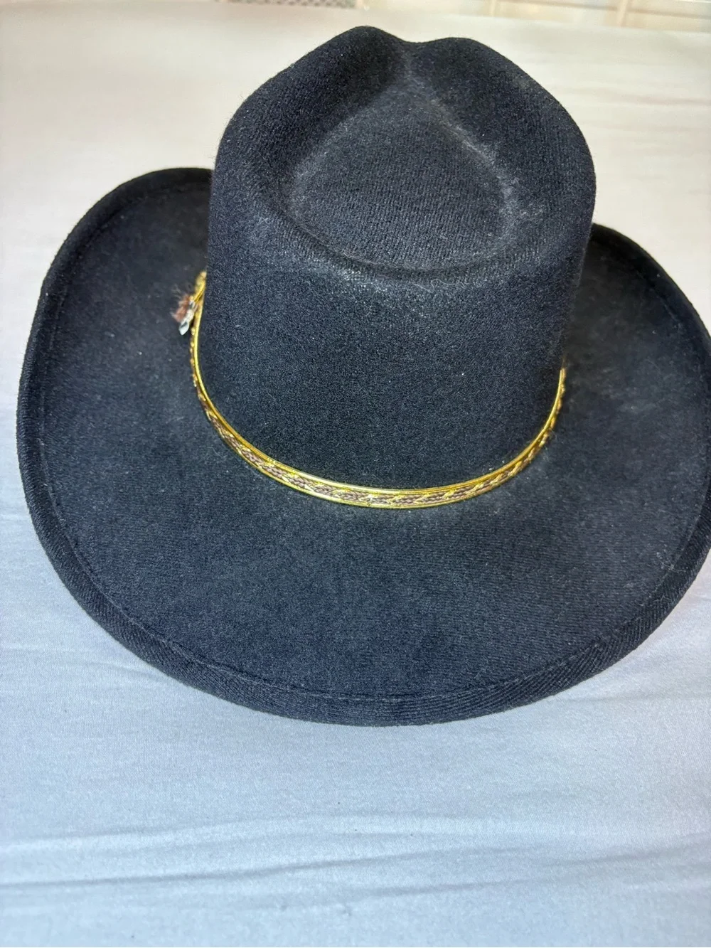 Western Express Black Felt Cowboy Hat Gold Band Youth Small Made in Mexico
